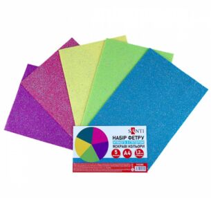 Фетр м'який з глітером А4 5 аркушів яскраві кольори 743260 Santi