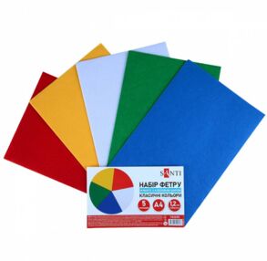Фетр м'який з клейовим шаром А4 5 аркушів класичні кольори 743255 Santi