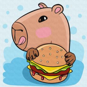 Розпис по номерах 30х30 КНО1276 Капібара і бургер "Ідейка"