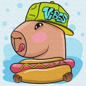 Розпис по номерах 30х30 КНО1278 Капібара і хот дог "Ідейка"