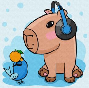 Розпис по номерах 30х30 КНО1280 Капібара в навушниках "Ідейка"