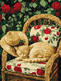 Розпис по номерах 30х40 КНО6712 Кіт у саду "Ідейка"