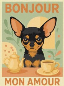 Розпис по номерах 30х40 КНО6808 Постер Ранок з чіхуахуа "Ідейка"