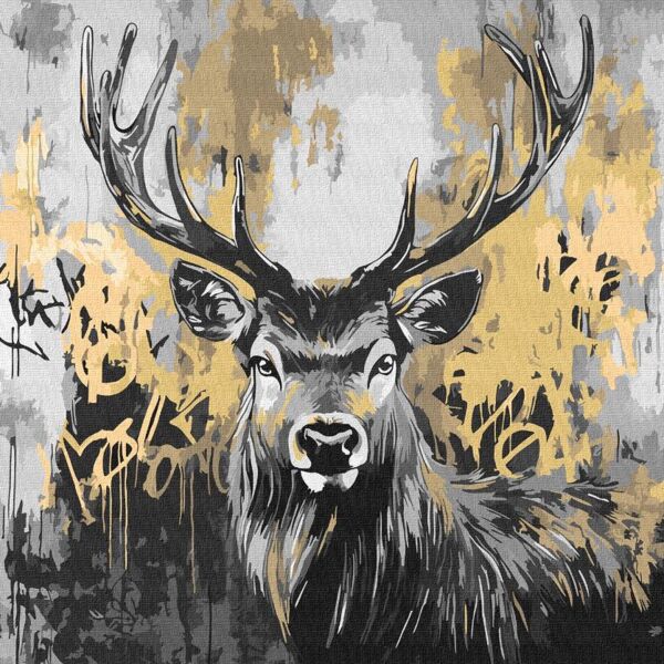 Розпис по номерах 40х40 КНО6725 Золотий олень з фарбами металік Ідейка Ціна (цена) 142.60грн. | придбати  купити (купить) Розпис по номерах 40х40 КНО6725 Золотий олень з фарбами металік Ідейка доставка по Украине, купить книгу, детские игрушки, компакт диски 0