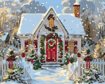 Розпис по номерах 40х50 КНО6358 Різдвяний будиночок "Ідейка"