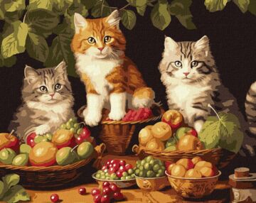 Розпис по номерах 40х50 КНО6586 Котики і фрукти "Ідейка"