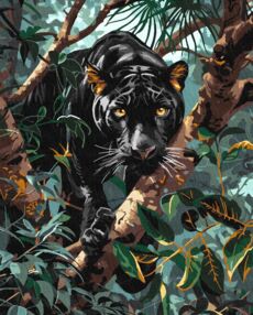 Розпис по номерах 40х50 КНО6619 Граціозна пантера з фарбами металік "Ідейка"