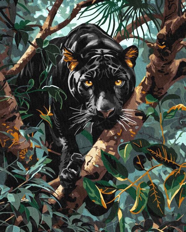 Розпис по номерах 40х50 КНО6619 Граціозна пантера з фарбами металік Ідейка Ціна (цена) 151.50грн. | придбати  купити (купить) Розпис по номерах 40х50 КНО6619 Граціозна пантера з фарбами металік Ідейка доставка по Украине, купить книгу, детские игрушки, компакт диски 0