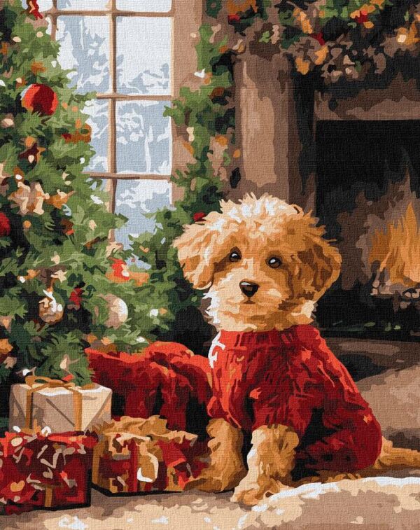 Розпис по номерах 40х50 КНО6832 Пудель під ялинкою Ідейка Ціна (цена) 201.90грн. | придбати  купити (купить) Розпис по номерах 40х50 КНО6832 Пудель під ялинкою Ідейка доставка по Украине, купить книгу, детские игрушки, компакт диски 0