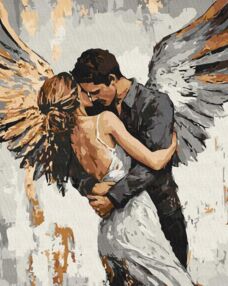 Розпис по номерах 40х50 КНО8609 Обійми янгола з фарбами металік "Ідейка"