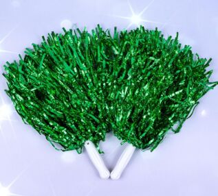 Помпони для черлідінгу Рифлені ЗЕЛЕНІ 30 см ціна за 2 штуки KA-23-4897