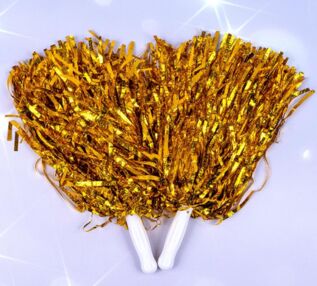 Помпони для черлідінгу Рифлені ЗОЛОТІ 30 см ціна за 2 штуки KA-23-4897