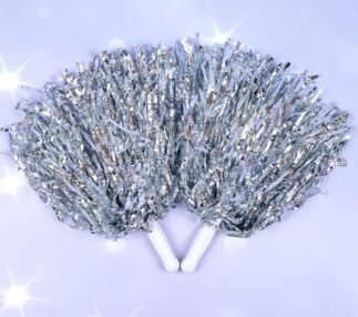 Помпони для черлідінгу Рифлені СІРІ 30 см ціна за 2 штуки KA-23-4897