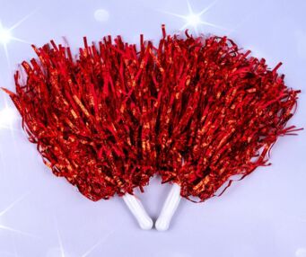 Помпони для черлідінгу Рифлені ЧЕРВОНІ 30 см ціна за 2 штуки KA-23-4897