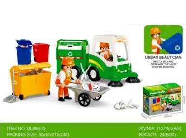 Набір ігровий прибиральна машина возик фігурки баки для сміття QL888-72