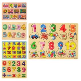 Гра деревяна Рамка вкладиш ручка цифри 5 видів MD 0646