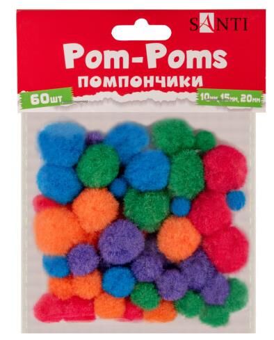 Помпони кольорові Santi d-100 мм 15 мм 20 мм 60 штук в упаковці 954671 Ціна (цена) 31.90грн. | придбати  купити (купить) Помпони кольорові Santi d-100 мм 15 мм 20 мм 60 штук в упаковці 954671 доставка по Украине, купить книгу, детские игрушки, компакт диски 0