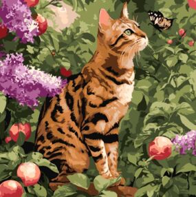 Розпис по номерах 40х40 КНО6794 Бенгальський кіт  "Ідейка"