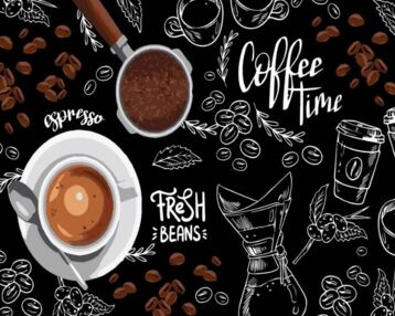 Розпис по номерах 40х50 AH1172-12 Час кави на чорному фоні "Strateg"