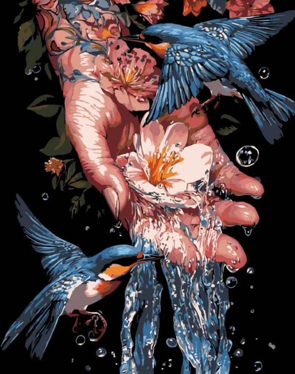 Розпис по номерах 40х50 AH1204-17 Сині птахи на чорному фоні Strateg Ціна (цена) 294.52грн. | придбати  купити (купить) Розпис по номерах 40х50 AH1204-17 Сині птахи на чорному фоні Strateg доставка по Украине, купить книгу, детские игрушки, компакт диски 0