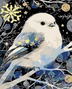 Розпис по номерах 40х50 AH1239 Зимова пташка на чорному фоні "Strateg"
