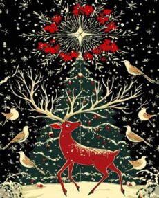 Розпис по номерах 40х50 AH1241 Фантастичний олень на чорному фоні "Strateg"