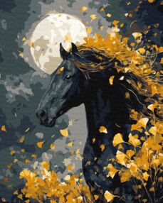 Розпис по номерах 40х50 КНО6836 Кінь і вітер з фарбами металік "Ідейка"