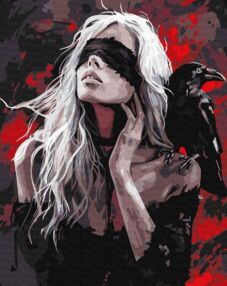 Розпис по номерах 40х50 КНО8687 Дівчина і ворона "Ідейка"