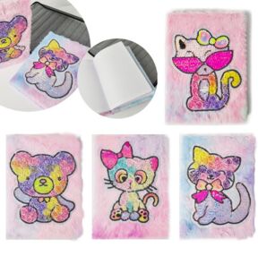 Блокнот А5 80 аркушів у клітинку хутряний + паєтки в асортименті 21-2