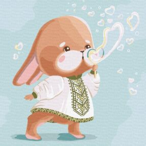 Розпис по номерах Зайчик у вишиванці 30х30 KHO2400