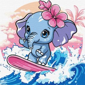 Розпис по номерах Літо Слоник ловить хвилю 25х25 KHO1259