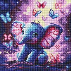 Алмазна мозаїка Безтурботний слоник 30х30 AMO8235