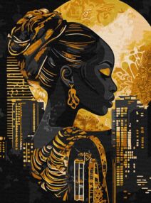 Розпис по номерах Золото ночі з фарбами металік 30х40 KHO8644