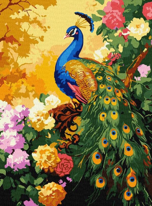 Розпис по номерах Павич у квітах 30х40 KHO6806 Ціна (цена) 187.00грн. | придбати  купити (купить) Розпис по номерах Павич у квітах 30х40 KHO6806 доставка по Украине, купить книгу, детские игрушки, компакт диски 0