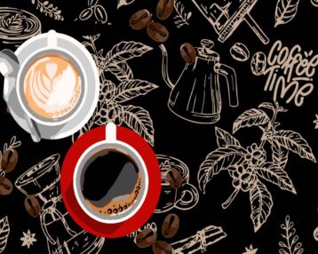 Розпис по номерах дві чашки кави на чорному фоні 40х50 AH1184-12