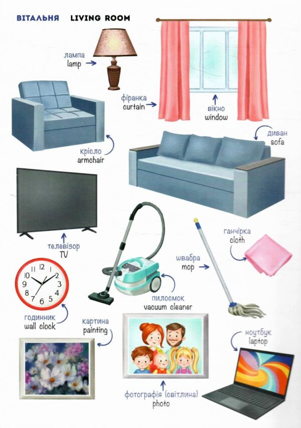 Мої перші англійські слова я і мій дім Ціна (цена) 320.00грн. | придбати  купити (купить) Мої перші англійські слова я і мій дім доставка по Украине, купить книгу, детские игрушки, компакт диски 3