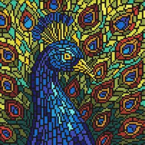 Алмазна мозаїка 30х30 AMO8323 Вітраж Павич "Ідейка"