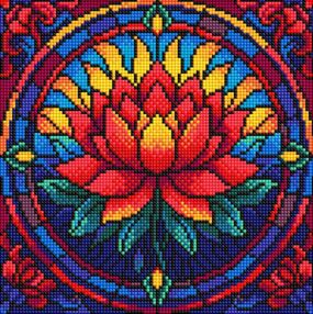 Алмазна мозаїка 30х30 AMO8330 Вітраж Лотос "Ідейка"