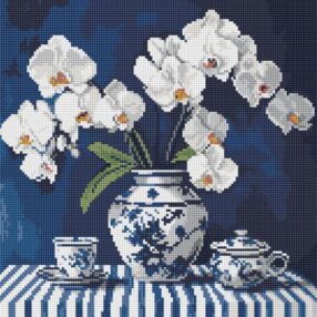 Алмазна мозаїка 40х40 АМO8255 Орхідея в порцеляні "Ідейка"