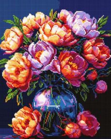 Алмазна мозаїка 40х50 АМO20028 Букет півонії "Ідейка"