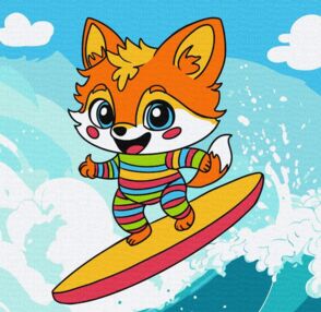 Розпис по номерах 25х25 KHO1249 Лисеня на хвилі "Ідейка"