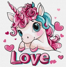 Розпис по номерах 30х30 KHO1095 Романтичний єдиноріг "Ідейка"