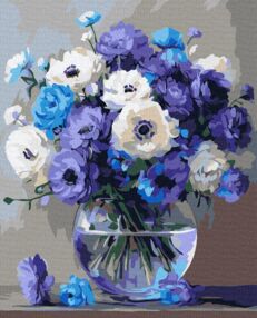 Розпис по номерах 40х50 KHO3327 Букет блакитних квітів "Ідейка"