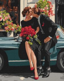 Розпис по номерах 40х50 КНО8703 Романтична пара біля авто "Ідейка"