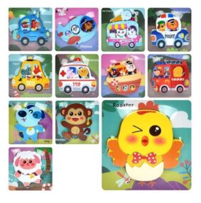 Дерев'яні пазли транспорт тварина 12 видів MD1984