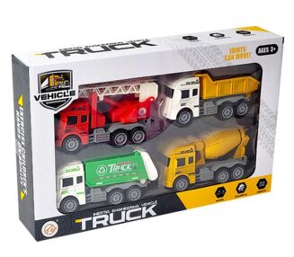 Набір машин 4 штуки інерційні автокран бетонозмішувач сміттєвоз пожежна 220-1