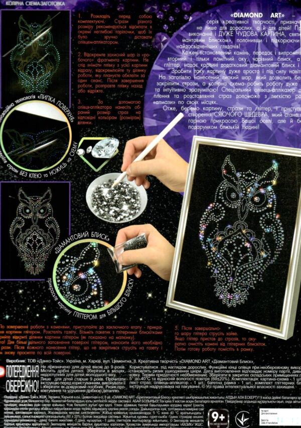 Набір Diamond сова ART DAR01-02 Ціна (цена) 127.80грн. | придбати  купити (купить) Набір Diamond сова ART DAR01-02 доставка по Украине, купить книгу, детские игрушки, компакт диски 1