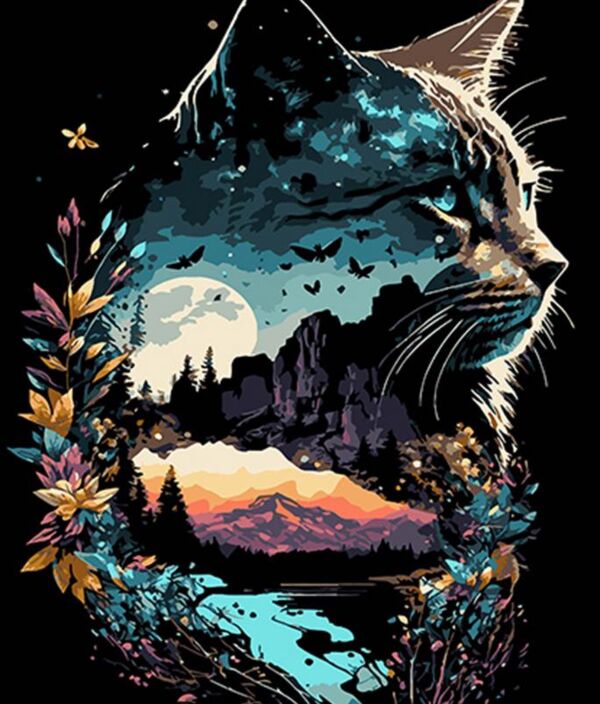 Розпис по номерах 40х50 AH1129 Котяче відображення природи на чорному фоні Strateg Ціна (цена) 389.03грн. | придбати  купити (купить) Розпис по номерах 40х50 AH1129 Котяче відображення природи на чорному фоні Strateg доставка по Украине, купить книгу, детские игрушки, компакт диски 0