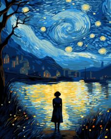 Розпис по номерах 40х50 AH1159 Під зоряним вітром на чорному фоні "Strateg"