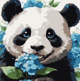 Розпис по номерах 30х30 ES0903 Панда серед квітів "Strateg"